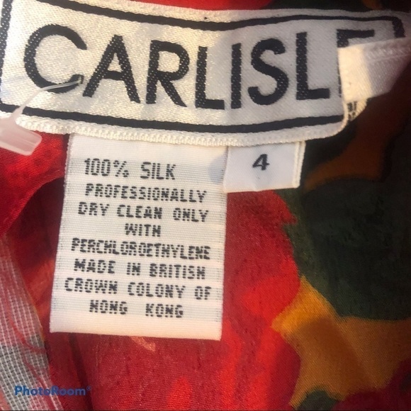Carlisle red rose pattern silk top. 80’s Vintage - Picture 4 of 5